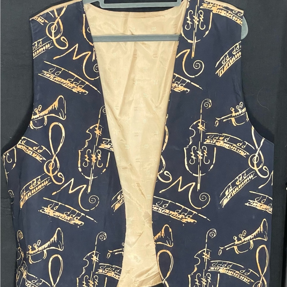 Vintage Musical Note Patterned Vest